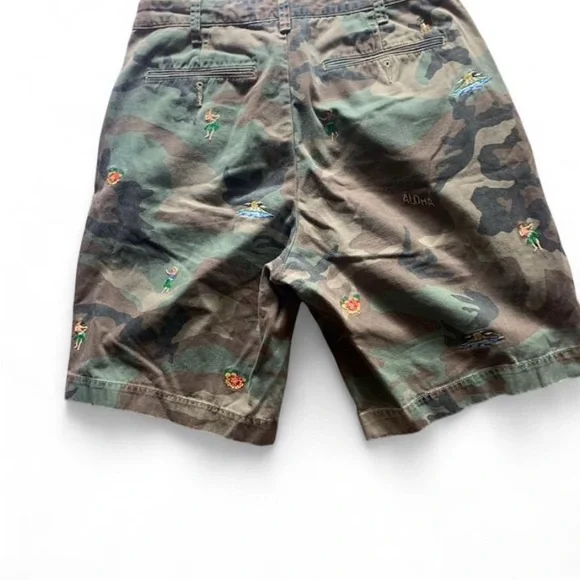 Polo Ralph Lauren vintage Camouflage Hawaiian Embroidered Shorts size 32 - Picture 2 of 8